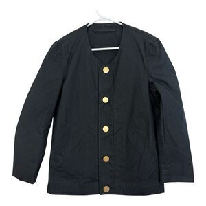 Linder Waxed Canvas Jacket Mens Size Extra Small Black Coated Cotton Gold Snap